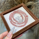 032 Strawberry Quartz & White Azeztulite Bracelet | Attract Love & Radiate Soft Energy