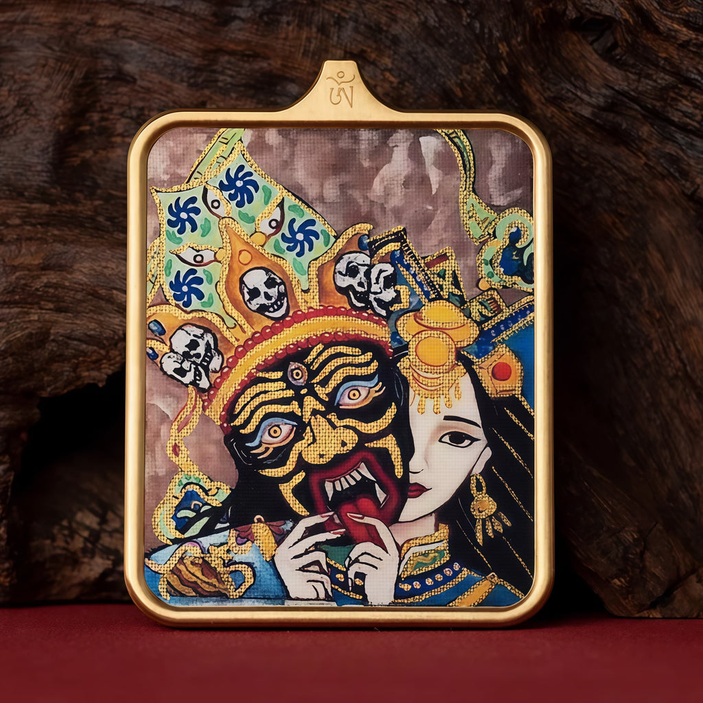 Guardian of Vitality Pendant - Six-Armed Mahakala Titanium Necklace