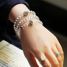 Load image into Gallery viewer, Zodiac Healing Crystal 108 Mala Beads Tibetan White Quartz &amp; Moonstone Necklace