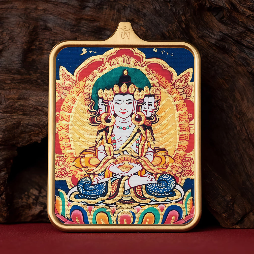 Guardian of Vitality Pendant - Six-Armed Mahakala Titanium Necklace