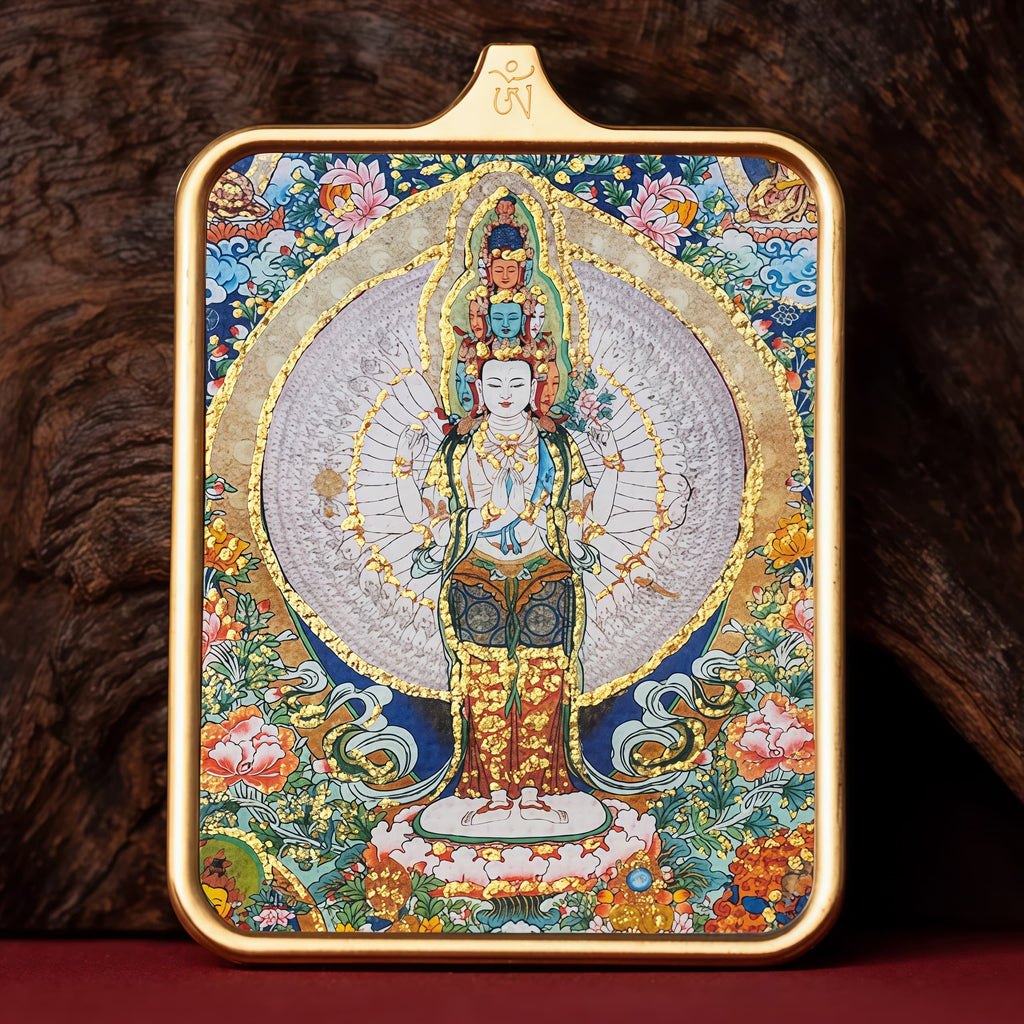 Guardian of Vitality Pendant - Six-Armed Mahakala Titanium Necklace