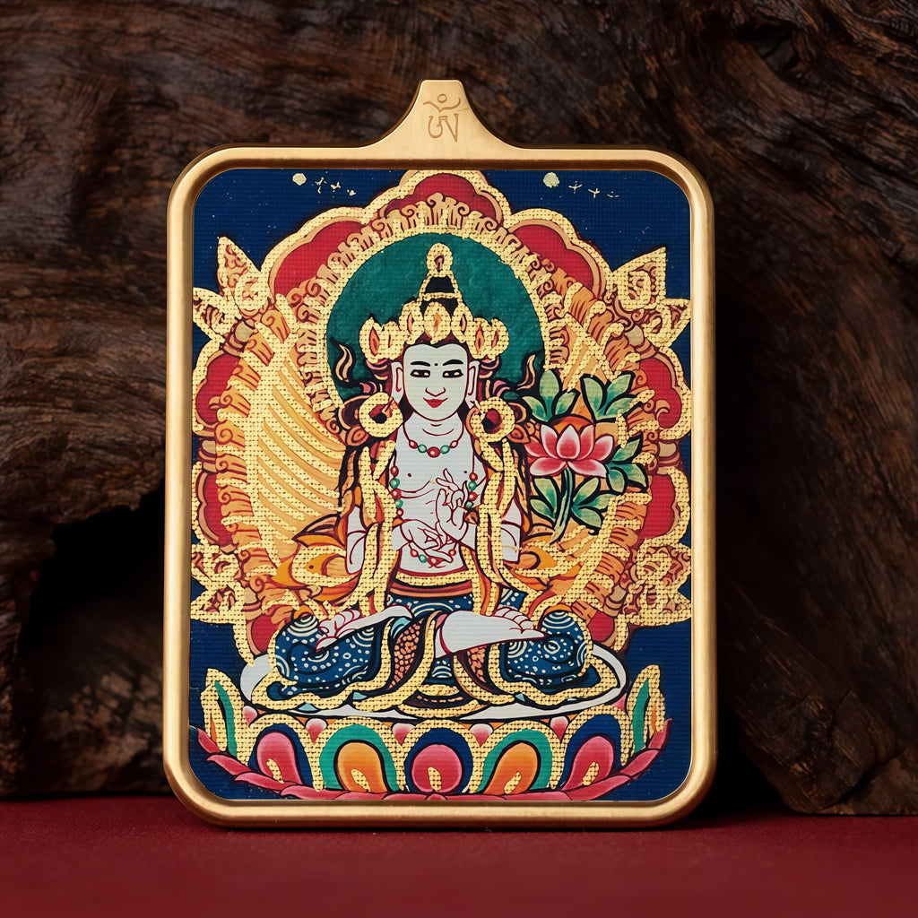 Guardian of Vitality Pendant - Six-Armed Mahakala Titanium Necklace