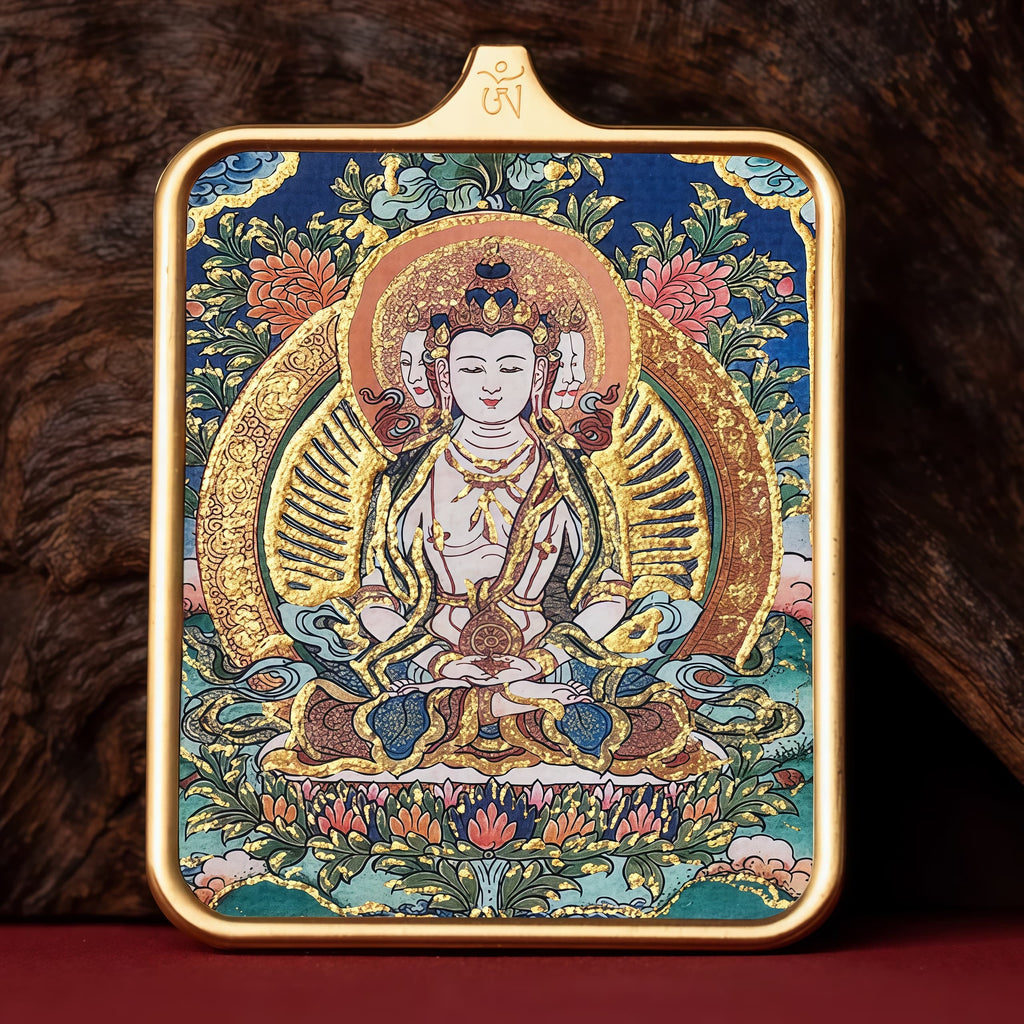 Guardian of Vitality Pendant - Six-Armed Mahakala Titanium Necklace