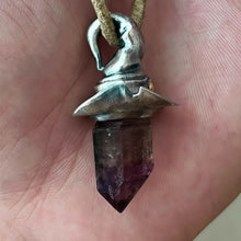 Load image into Gallery viewer, Witch&#39;s Magic Hat Amethyst 18K Gold Sterling Silver Pendant