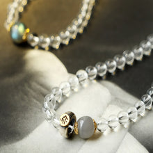 Load image into Gallery viewer, Zodiac Healing Crystal 108 Mala Beads Tibetan White Quartz &amp; Moonstone Necklace