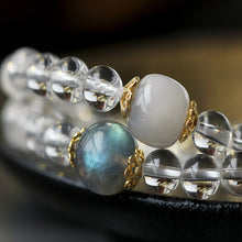 Load image into Gallery viewer, Zodiac Healing Crystal 108 Mala Beads Tibetan White Quartz &amp; Moonstone Necklace
