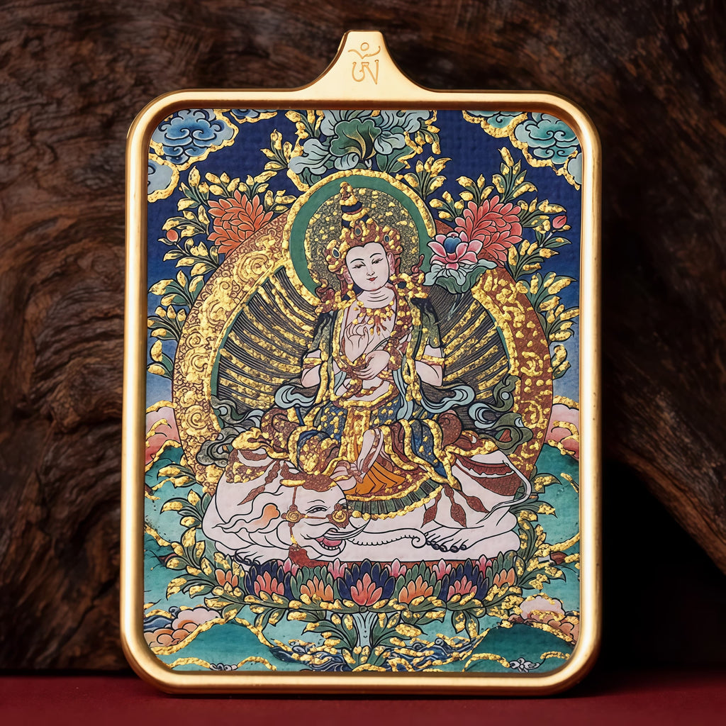 Guardian of Vitality Pendant - Six-Armed Mahakala Titanium Necklace
