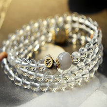 Load image into Gallery viewer, Zodiac Healing Crystal 108 Mala Beads Tibetan White Quartz &amp; Moonstone Necklace