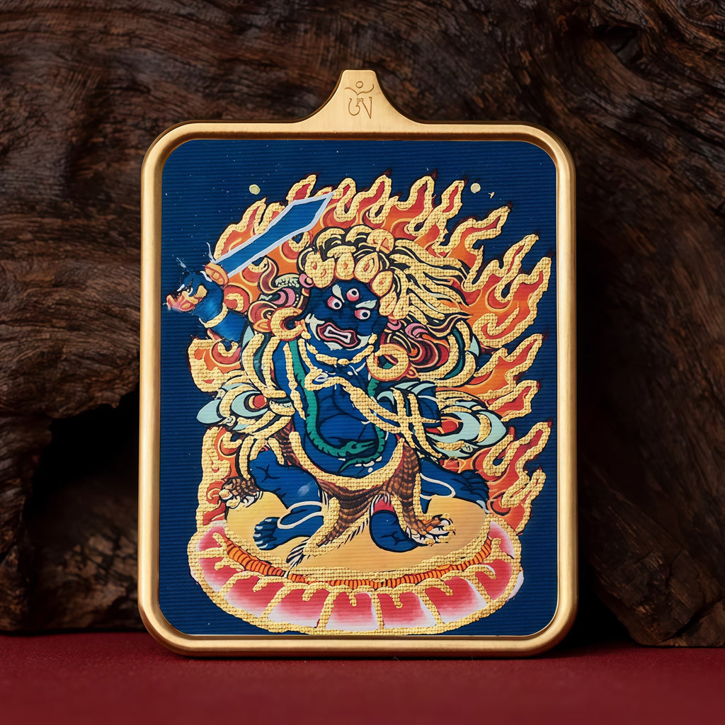 Guardian of Vitality Pendant - Six-Armed Mahakala Titanium Necklace