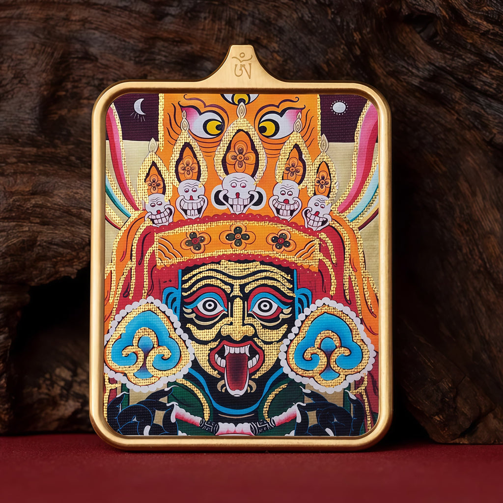 Guardian of Vitality Pendant - Six-Armed Mahakala Titanium Necklace