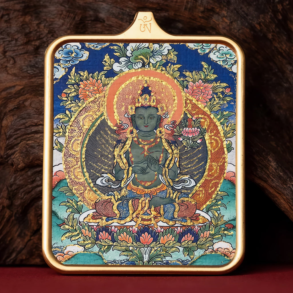 Guardian of Vitality Pendant - Six-Armed Mahakala Titanium Necklace