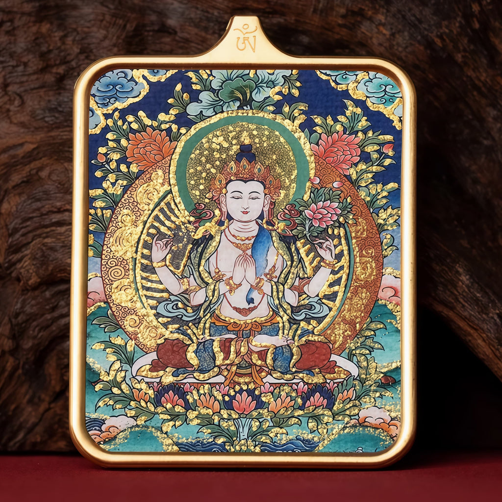 Guardian of Vitality Pendant - Six-Armed Mahakala Titanium Necklace