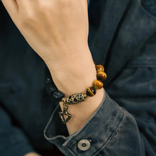 Load image into Gallery viewer, Prosperity Guardian Tiger Eye and Ebony Bracelet