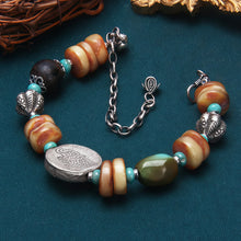 Load image into Gallery viewer, Elephant Fortune Amber Silver Bracelet Handcrafted for Prosperity and Balance