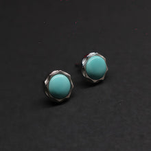 Load image into Gallery viewer, Lungta Stone Lotus Wealth Turquoise Earrings