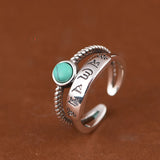 Prosperity Turquoise Sterling Silver Adjustable Energy Ring by Lungta Stone