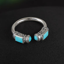 Load image into Gallery viewer, Open Wealth Visible Turquoise Ring Sterling Silver Vintage Design