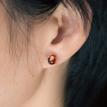 Load image into Gallery viewer, Garnet Prosperity Silver Stud Earrings for Wealth and Energy