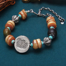 Load image into Gallery viewer, Elephant Fortune Amber Silver Bracelet Handcrafted for Prosperity and Balance