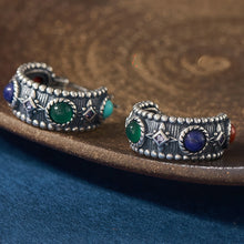 Load image into Gallery viewer, Prosperity Energy Hoop Earrings Gemstones &amp; Sterling Silver