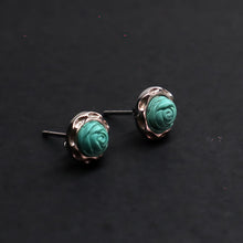 Load image into Gallery viewer, Lungta Stone Prosperity Rose Turquoise Earrings