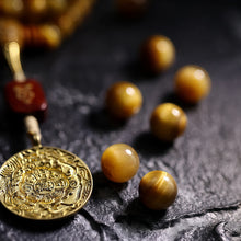 Load image into Gallery viewer, Tibetan Wealth Tiger Eye &amp; Amber Necklace