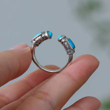 Load image into Gallery viewer, Open Wealth Visible Turquoise Ring Sterling Silver Vintage Design