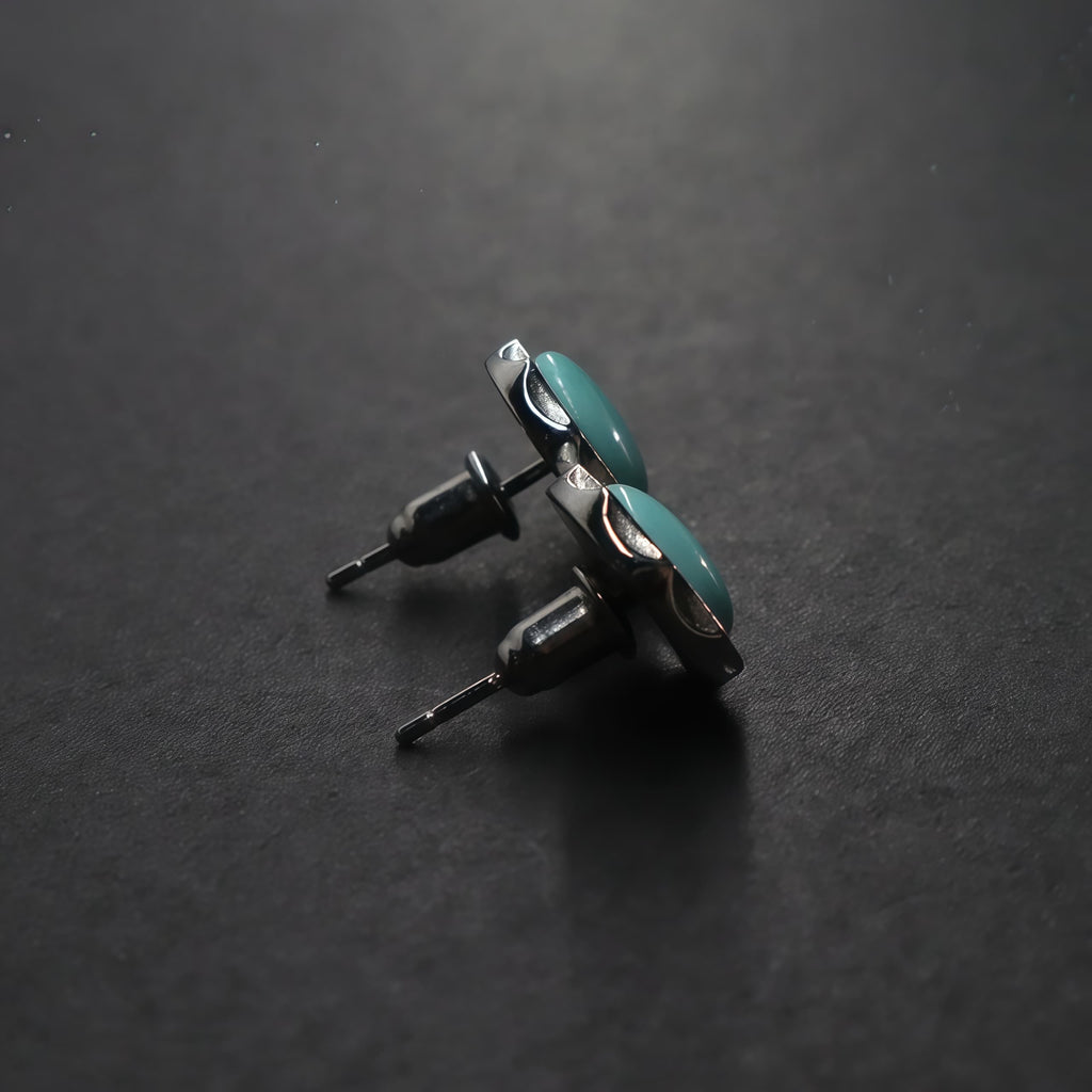 Lungta Stone Lotus Wealth Turquoise Earrings