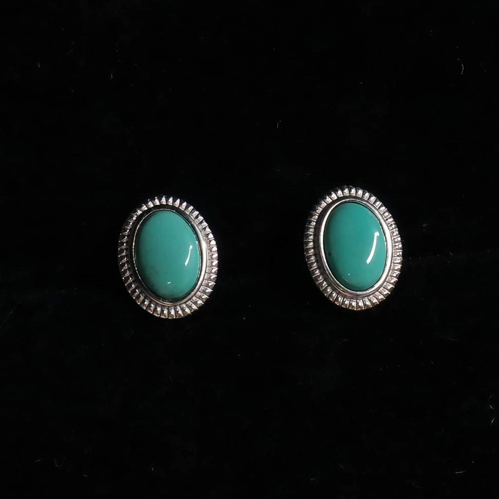 Lungta Stone Fortune Oval Turquoise Stud Earrings