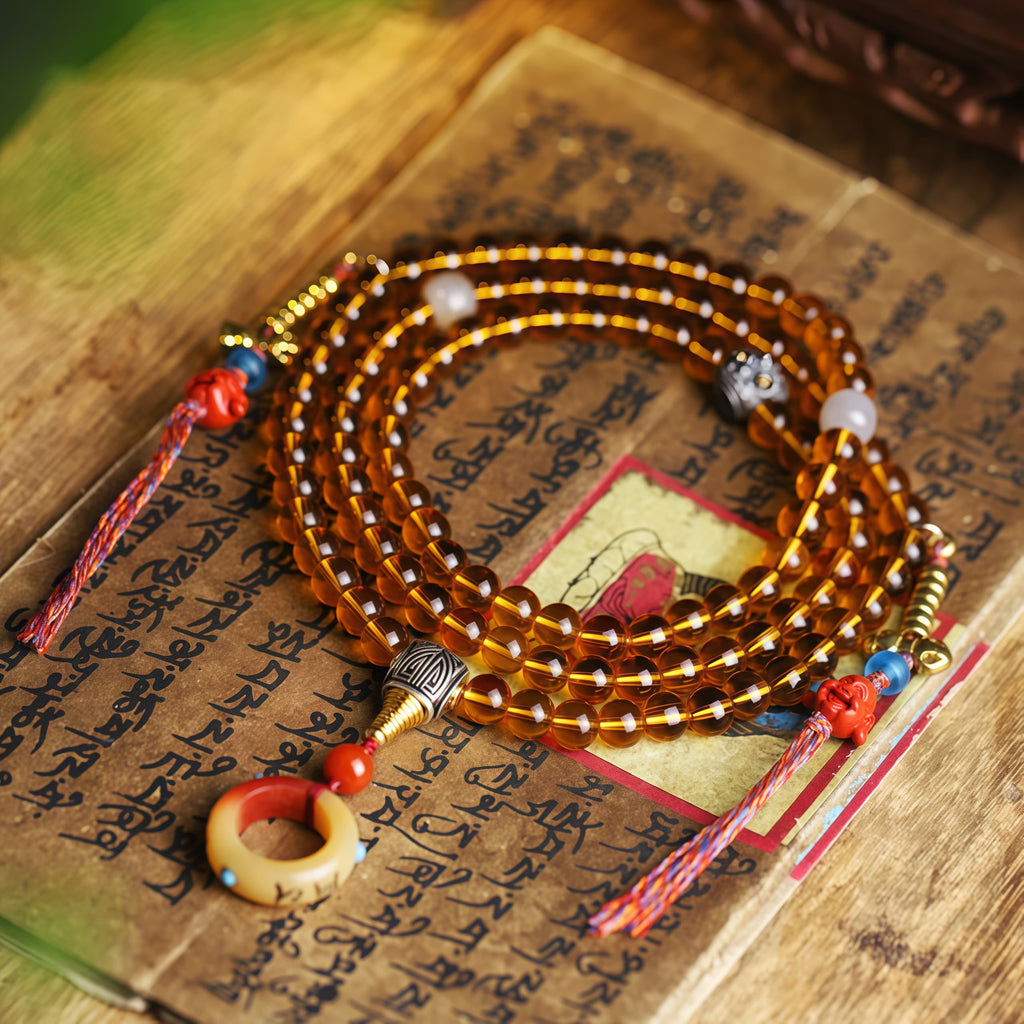 Lungta Stone 108 Beads Prosperity Mala Necklace
