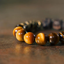 Load image into Gallery viewer, Prosperity Guardian Tiger Eye and Ebony Bracelet