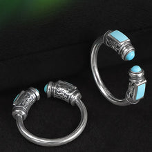 Load image into Gallery viewer, Open Wealth Visible Turquoise Ring Sterling Silver Vintage Design