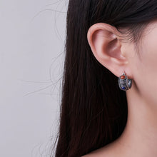 Load image into Gallery viewer, Prosperity Energy Hoop Earrings Gemstones &amp; Sterling Silver