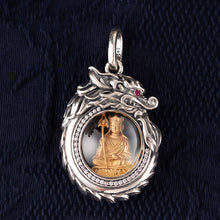 Load image into Gallery viewer, Dragon Guardian Prosperity Pendant Handcrafted in Silver and Zircon