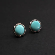 Load image into Gallery viewer, Lungta Stone Lotus Wealth Turquoise Earrings