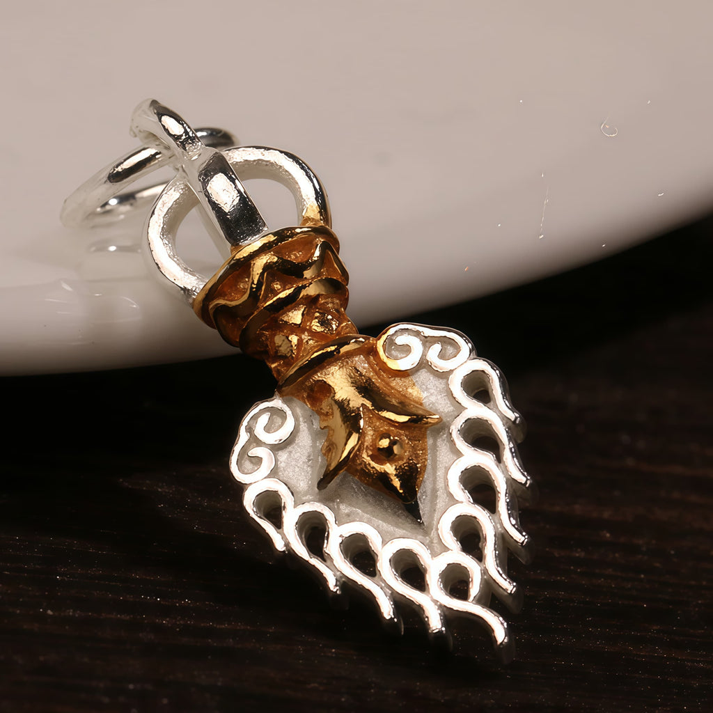 Wealth Energy Sterling Silver Tibetan Charm Keychain