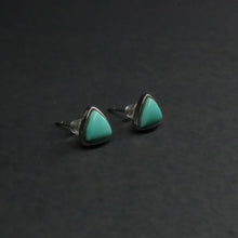 Load image into Gallery viewer, Emerald Wealth Triad – Turquoise Prosperity Energy Stud Earrings