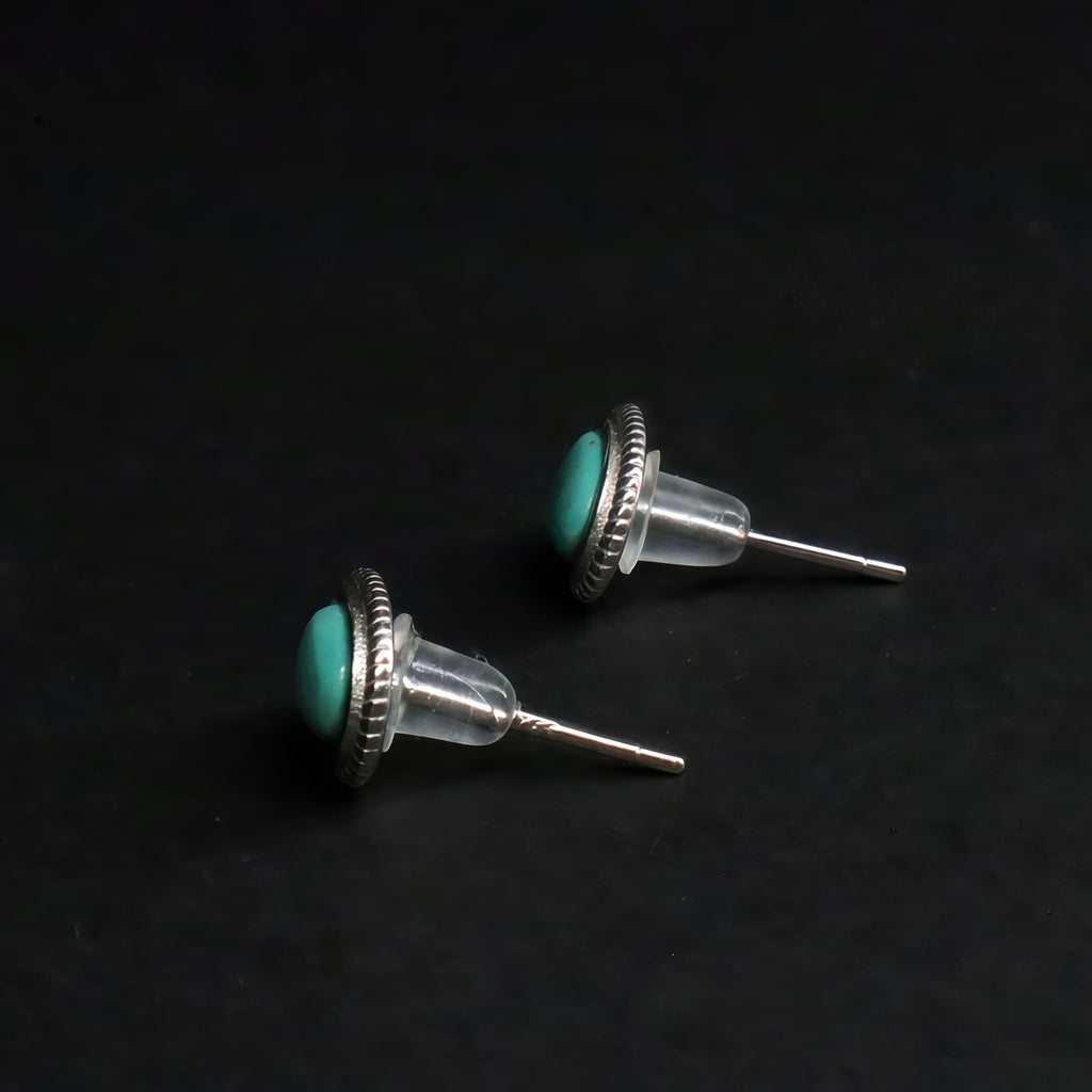 Lungta Stone Fortune Oval Turquoise Stud Earrings