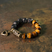 Load image into Gallery viewer, Prosperity Guardian Tiger Eye and Ebony Bracelet
