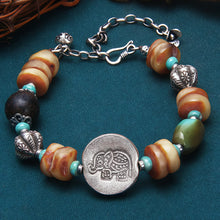 Load image into Gallery viewer, Elephant Fortune Amber Silver Bracelet Handcrafted for Prosperity and Balance