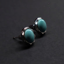 Load image into Gallery viewer, Lungta Stone Lotus Wealth Turquoise Earrings