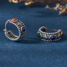 Load image into Gallery viewer, Prosperity Energy Hoop Earrings Gemstones &amp; Sterling Silver
