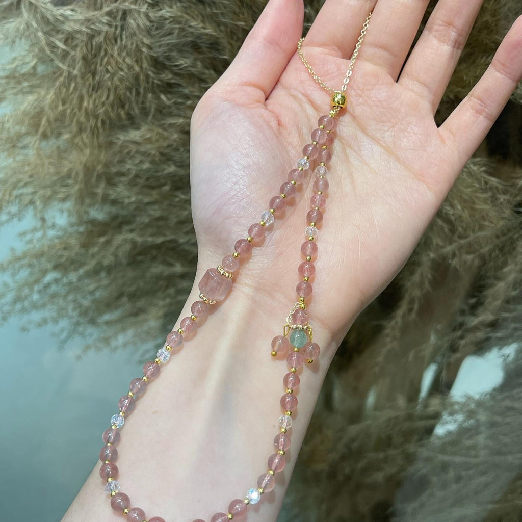 Strawberry Crystal Love Energy Bracelet | Double Circle for Romance & Harmony