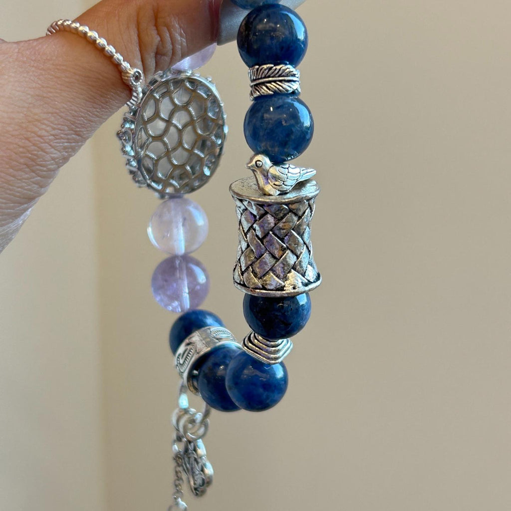 009 Purple Azeztulite x Blue Kyanite | Spiritual Clarity & Calm Energy Bracelet