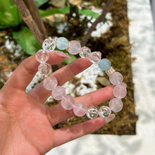 Load image into Gallery viewer, 008 Mo Pink Aquamarine &amp; White Crystal Bracelet – For Love, Calm &amp; Feminine Glow