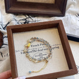 027 Golden Hair Crystal Double Fortune Bracelet | Twin Chain for Wealth & Luck