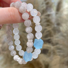 Load image into Gallery viewer, 031 Lucky Aquamarine Crystal Bracelet | Natural Rabbit Fur Stone | Wealth &amp; Love Energy