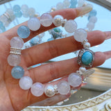 030 Green Quartz & Rutilated White Crystal Bracelet – Attract Luck, Heal Energy, Shine Bright