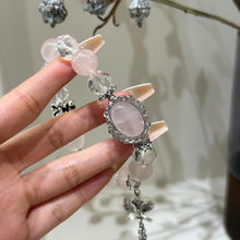 Load image into Gallery viewer, 010 Lucky Rose Quartz Horse Bracelet Pink White Crystal | Attract Love &amp; Wealth