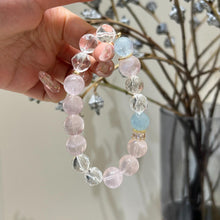 Load image into Gallery viewer, 008 Mo Pink Aquamarine &amp; White Crystal Bracelet – For Love, Calm &amp; Feminine Glow